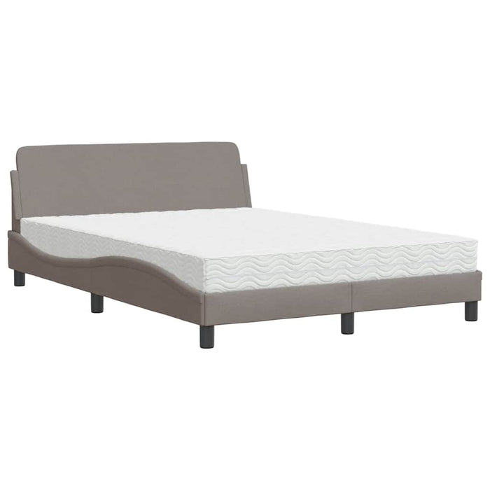 Pat cu saltea Dover gri taupe 140x200 cm material textil WALTI