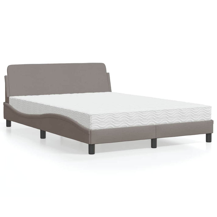 Pat cu saltea Dover gri taupe 140x200 cm material textil WALTI