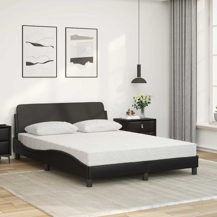 Pat cu saltea, Dover, negru, 140x200 cm, piele ecologică WALTI