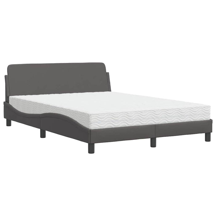 Pat cu saltea, Dover, gri, 140x200 cm, piele ecologică WALTI