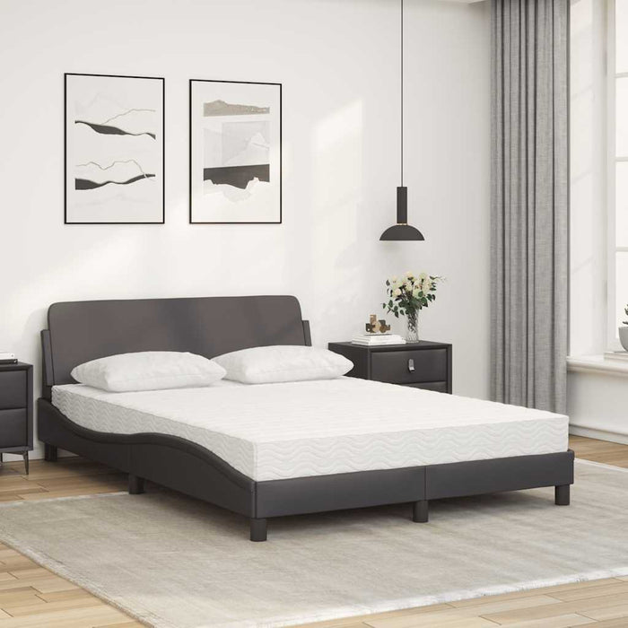 Pat cu saltea, Dover, gri, 140x200 cm, piele ecologică WALTI