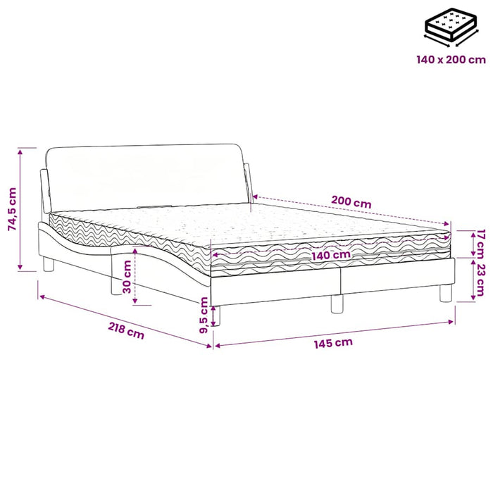 Pat cu saltea, Dover, cappuccino, 140x200cm piele ecologică WALTI