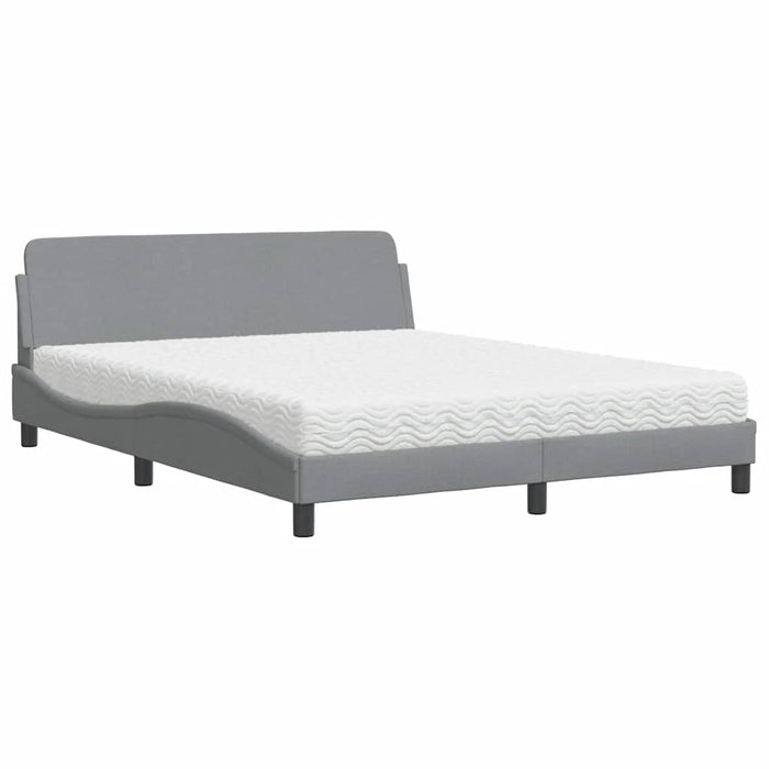 Pat cu saltea, Dover, gri deschis, 160x200 cm, textil WALTI