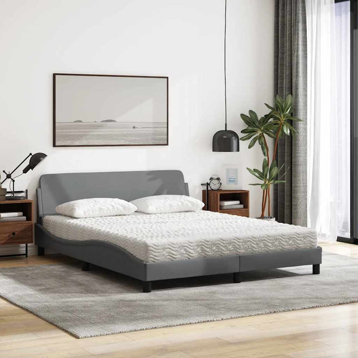 Pat cu saltea, Dover, gri deschis, 160x200 cm, textil WALTI
