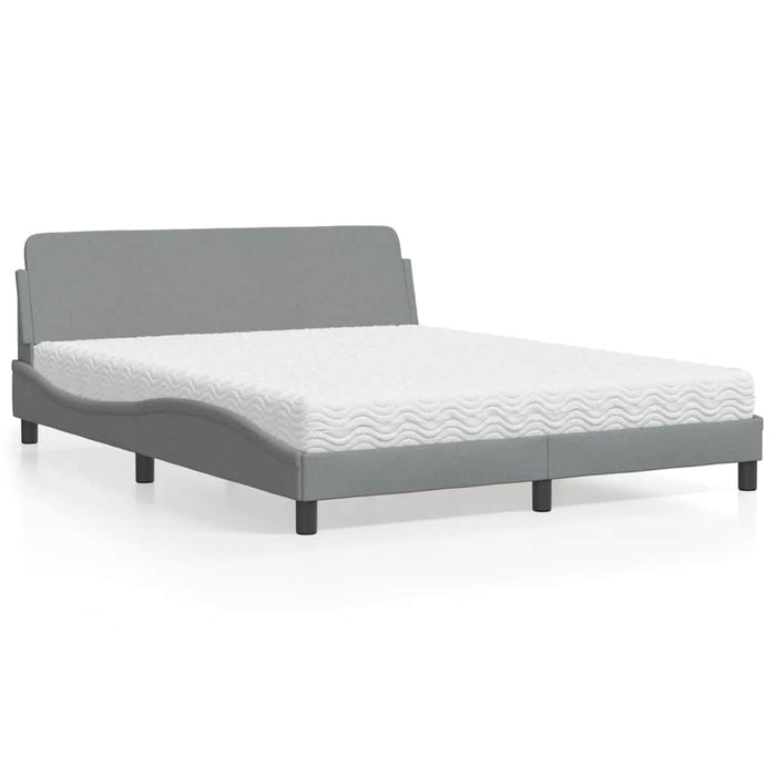 Pat cu saltea, Dover, gri deschis, 160x200 cm, textil WALTI
