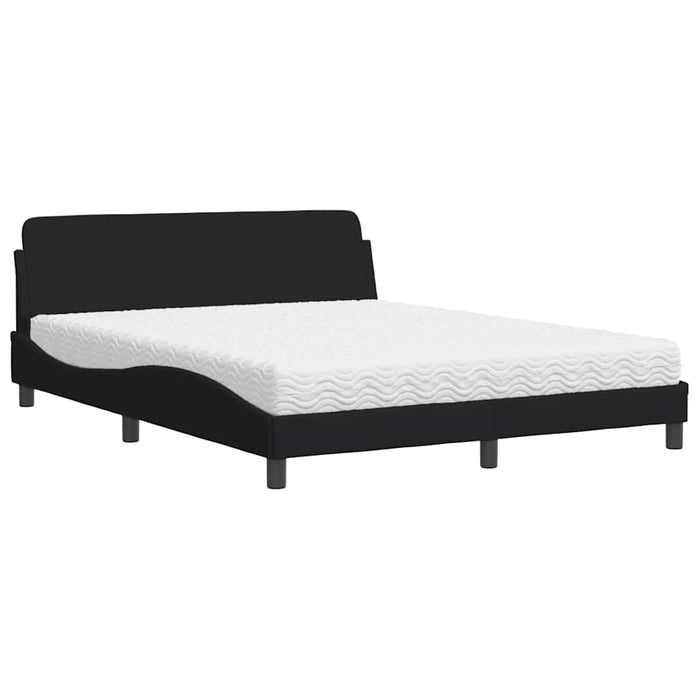 Pat cu saltea, Dover, negru, 160x200 cm, textil WALTI