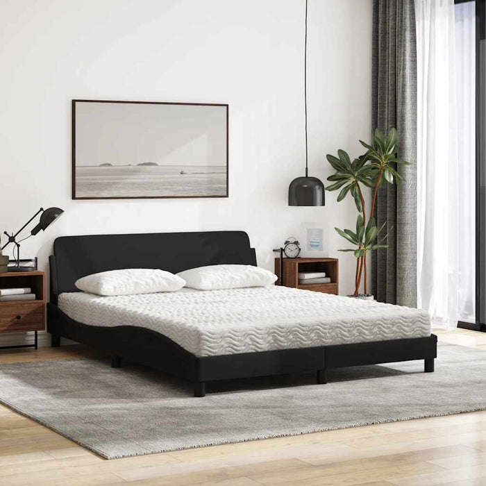Pat cu saltea, Dover, negru, 160x200 cm, textil WALTI