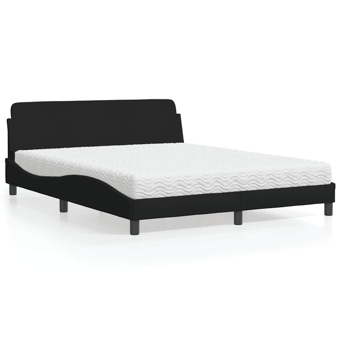 Pat cu saltea, Dover, negru, 160x200 cm, textil WALTI