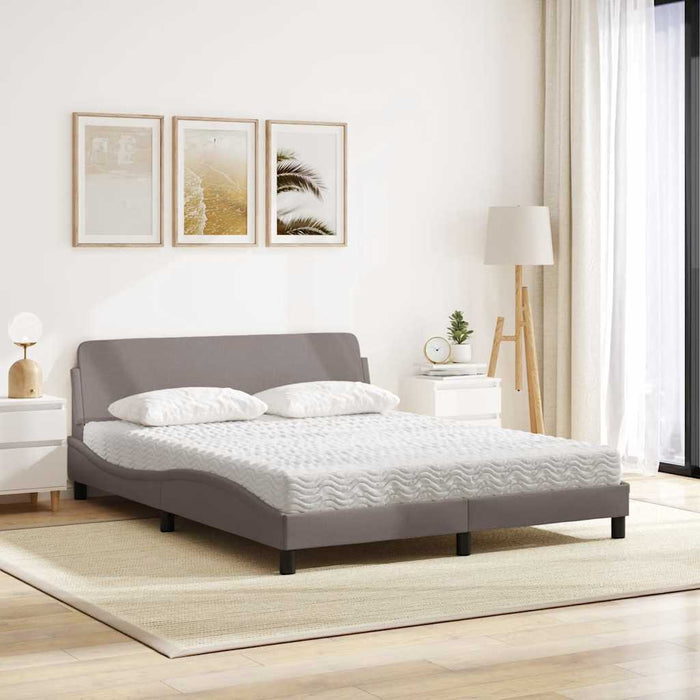 Pat cu saltea, Dover, gri taupe, 160x200 cm material textil WALTI
