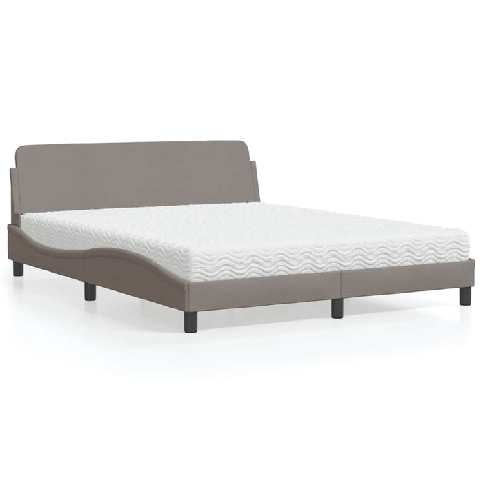 Pat cu saltea, Dover, gri taupe, 160x200 cm material textil WALTI
