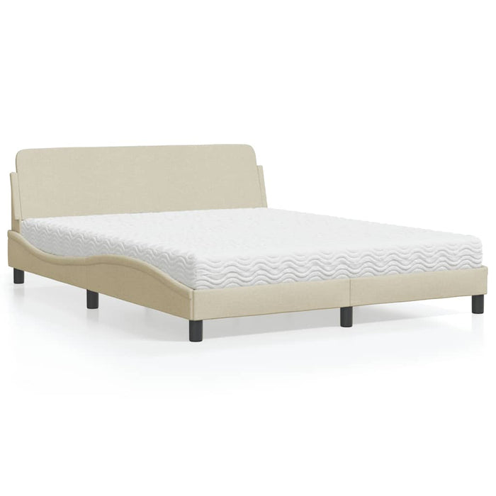 Pat cu saltea, Dover, crem, 160x200 cm, material textil WALTI