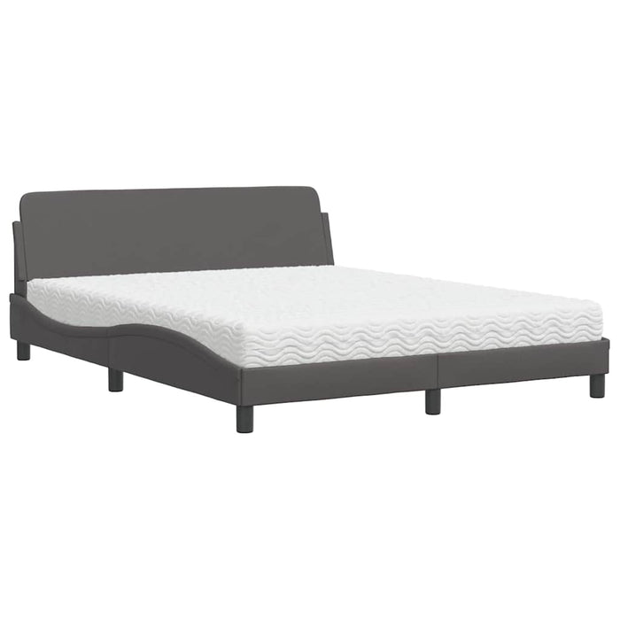 Pat cu saltea, Dover, gri, 160x200 cm, piele ecologică WALTI