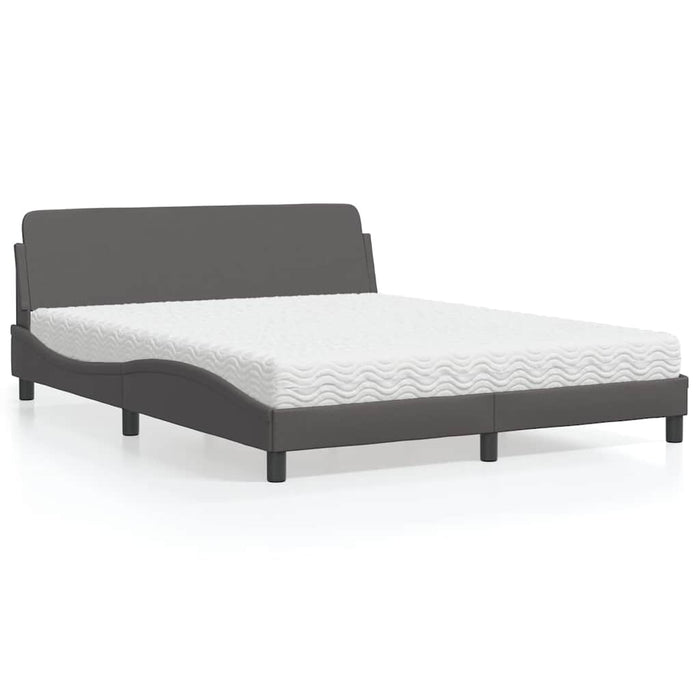 Pat cu saltea, Dover, gri, 160x200 cm, piele ecologică WALTI