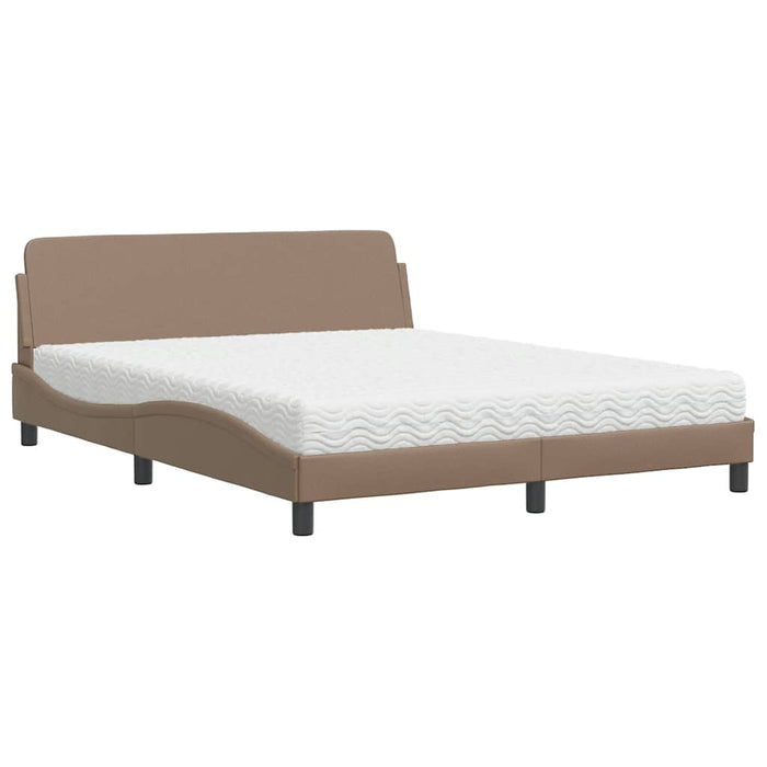 Pat cu saltea, Dover, cappuccino, 160x200cm piele ecologică WALTI