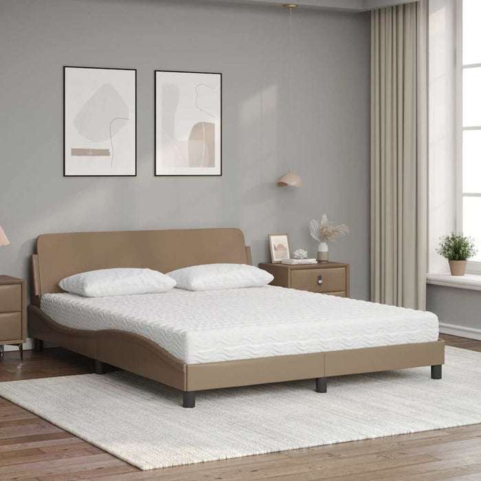 Pat cu saltea, Dover, cappuccino, 160x200cm piele ecologică WALTI