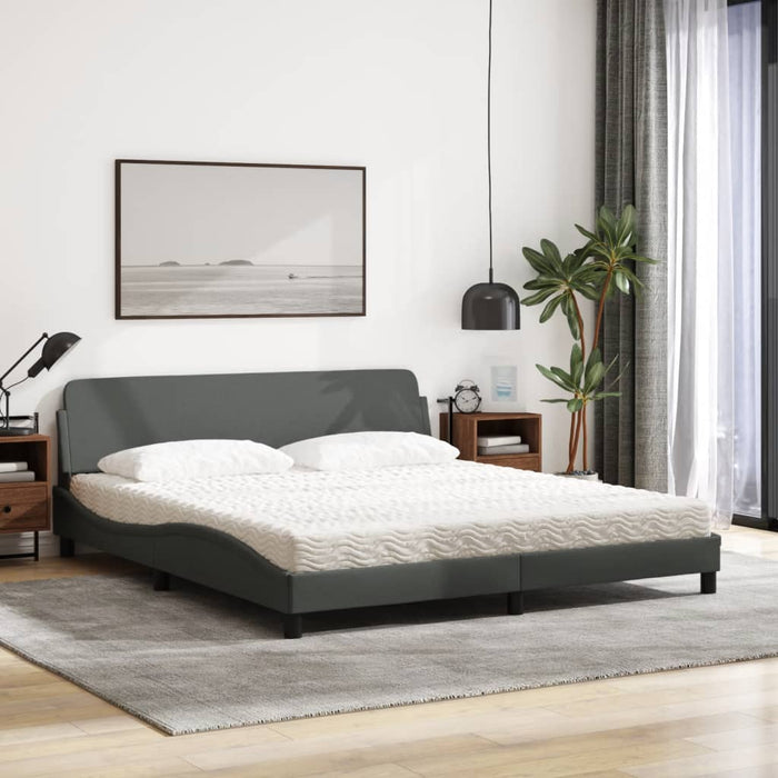 Pat cu saltea, Dover, gri închis, 180x200 cm, textil WALTI