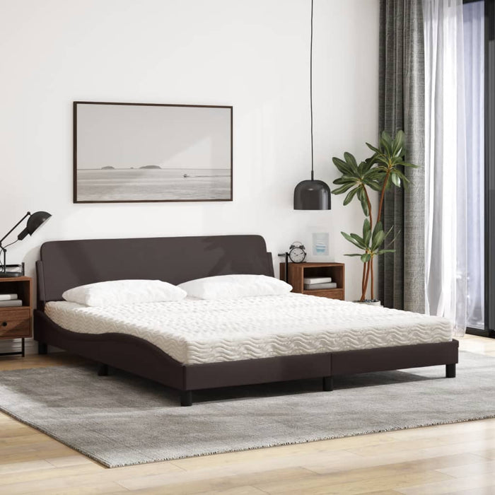 Pat cu saltea Dover maro închis 180x200cm material textil WALTI