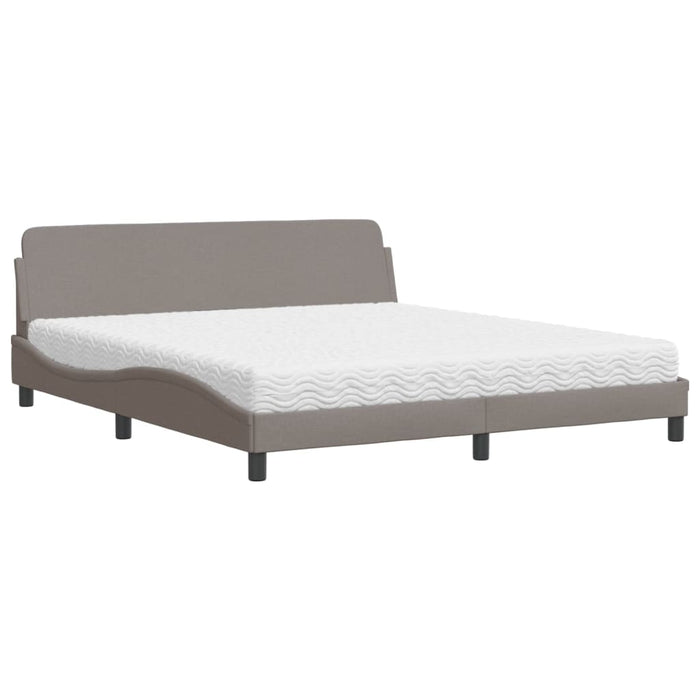 Pat cu saltea, Dover, gri taupe, 180x200 cm, textil WALTI