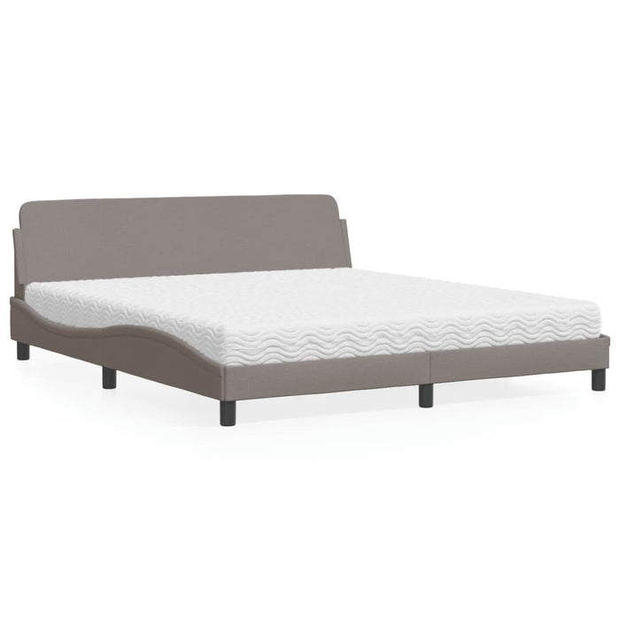 Pat cu saltea, Dover, gri taupe, 180x200 cm, textil WALTI