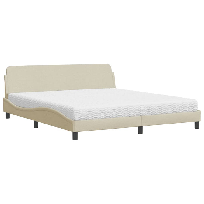 Pat cu saltea, Dover, crem, 180x200 cm, textil WALTI