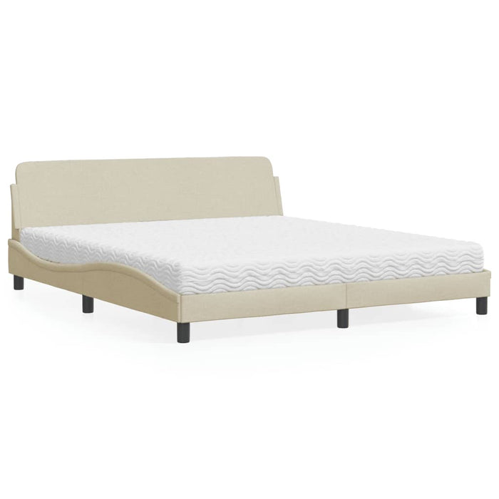 Pat cu saltea, Dover, crem, 180x200 cm, textil WALTI