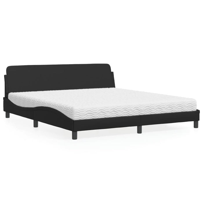 Pat cu saltea, Dover, negru, 180x200 cm, piele ecologică WALTI