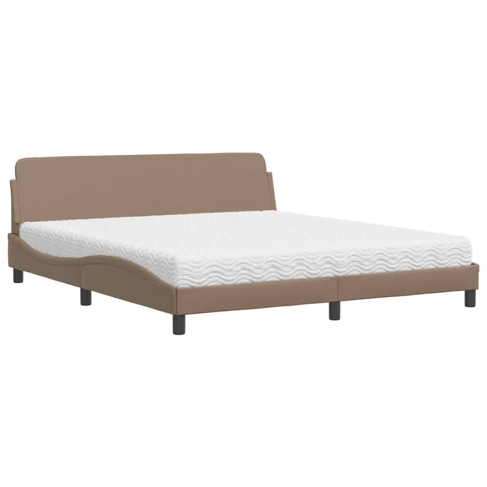 Pat cu saltea, Dover, cappuccino, 180x200cm piele ecologică WALTI