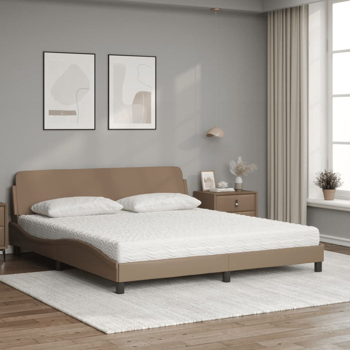 Pat cu saltea, Dover, cappuccino, 180x200cm piele ecologică WALTI