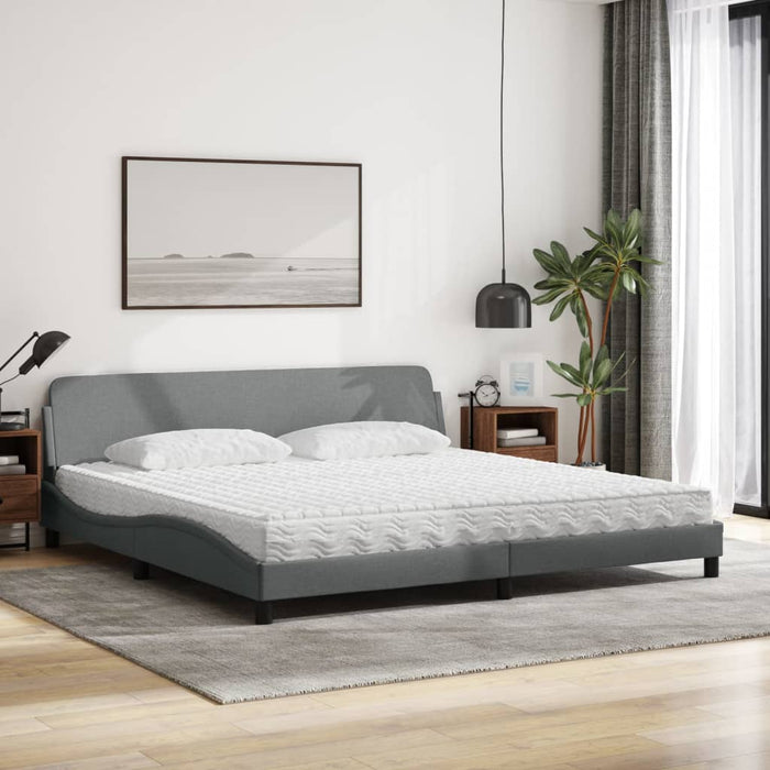 Pat cu saltea, Dover, gri deschis, 200x200 cm, textil WALTI
