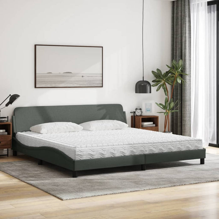 Pat cu saltea, Dover, gri închis, 200x200 cm, textil WALTI