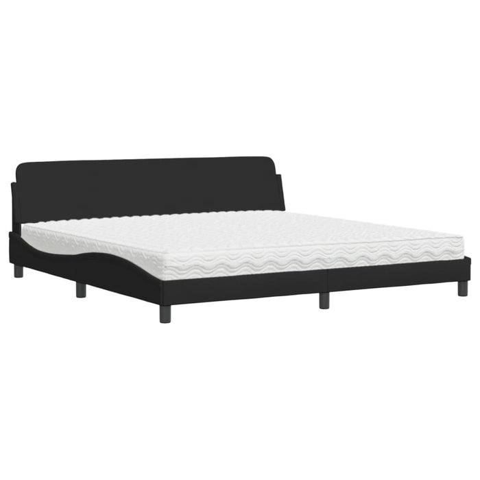 Pat cu saltea, Dover, negru, 200x200 cm, textil WALTI