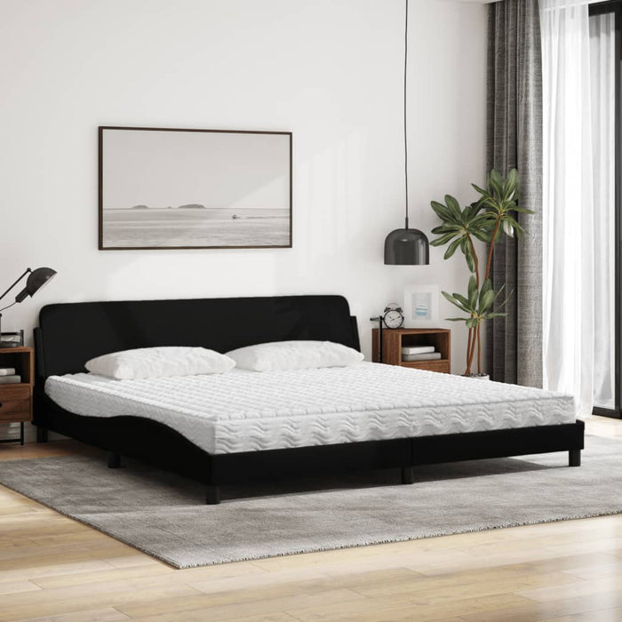 Pat cu saltea, Dover, negru, 200x200 cm, textil WALTI