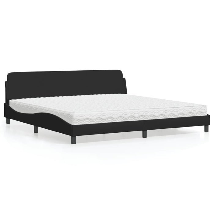 Pat cu saltea, Dover, negru, 200x200 cm, textil WALTI