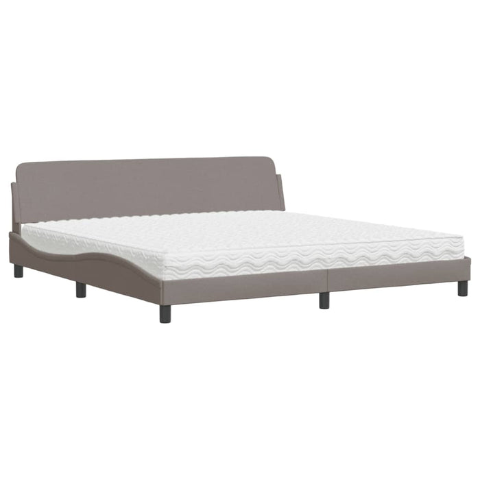 Pat cu saltea, Dover, gri taupe, 200x200 cm, textil WALTI