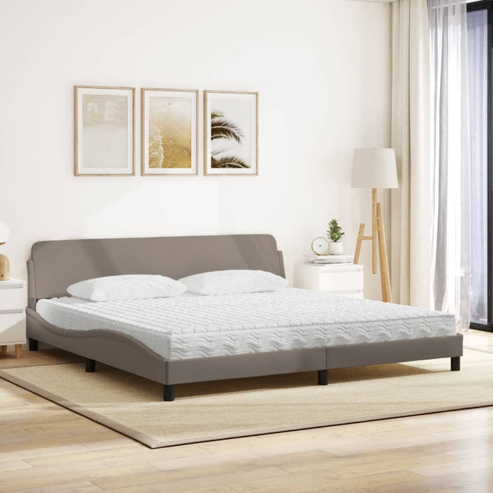 Pat cu saltea, Dover, gri taupe, 200x200 cm, textil WALTI