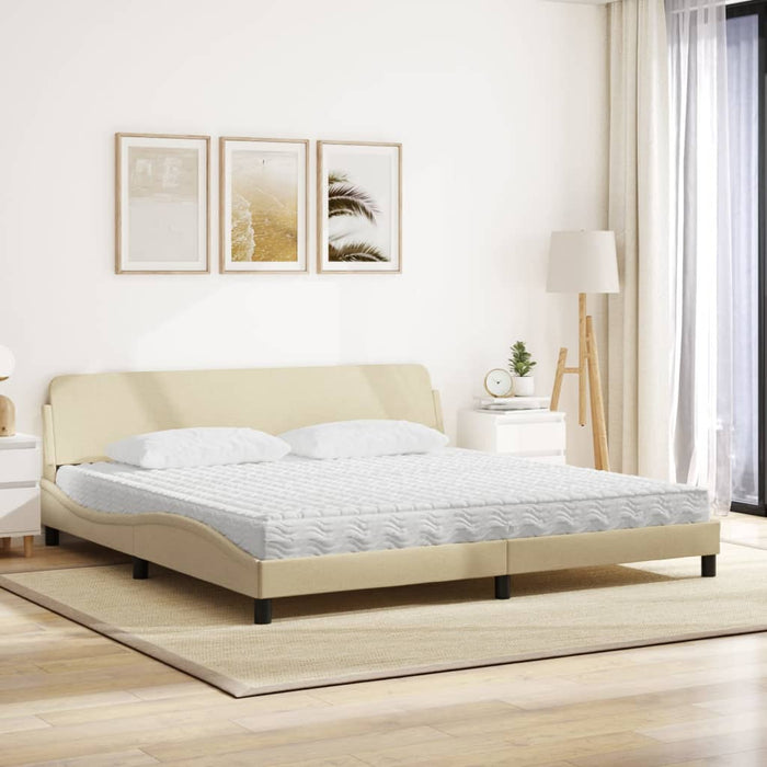 Pat cu saltea, Dover, crem, 200x200 cm, textil WALTI