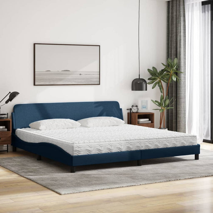 Pat cu saltea, Dover, albastru, 200x200 cm, textil WALTI