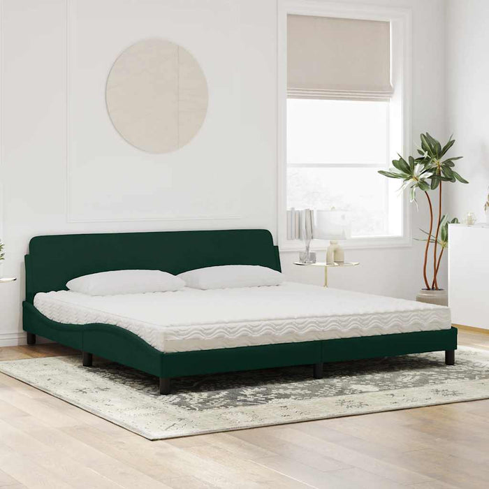 Pat cu saltea, Dover, verde închis, 200x200 cm, catifea WALTI