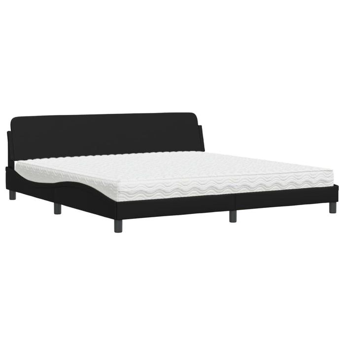 Pat cu saltea, negru, 200x200 cm, piele ecologică - WALTI WALTI