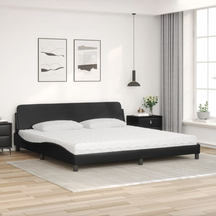 Pat cu saltea, negru, 200x200 cm, piele ecologică - WALTI WALTI