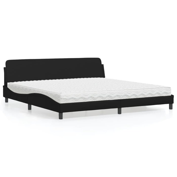 Pat cu saltea, negru, 200x200 cm, piele ecologică - WALTI WALTI