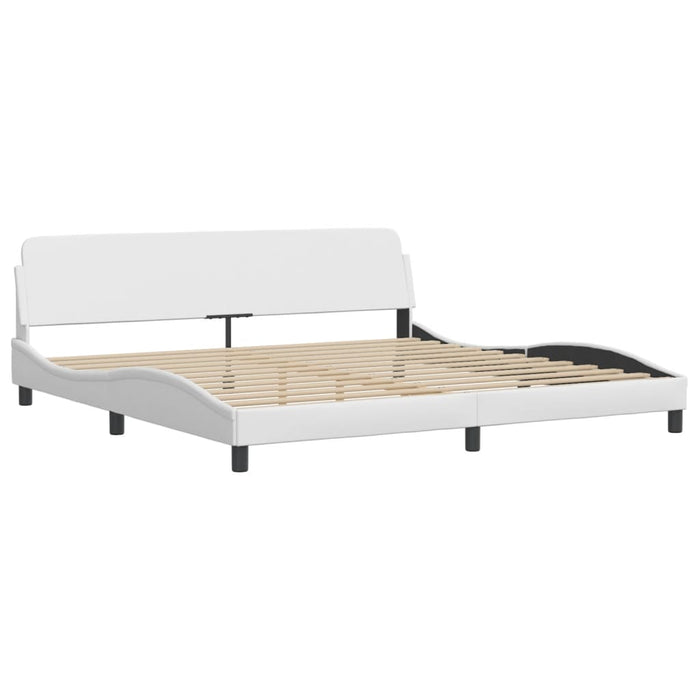 Pat cu saltea, alb, 200x200 cm, piele ecologică - WALTI WALTI