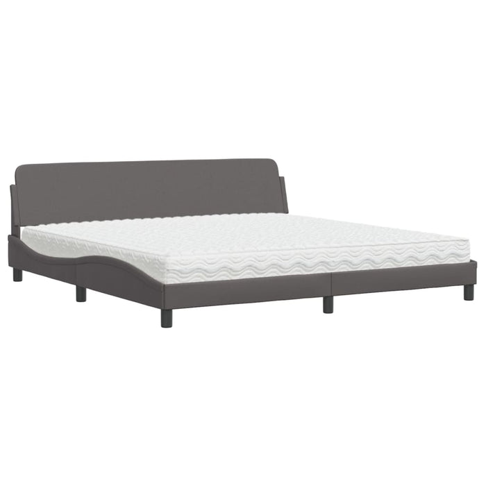 Pat cu saltea, Dover, gri, 200x200 cm, piele ecologică WALTI