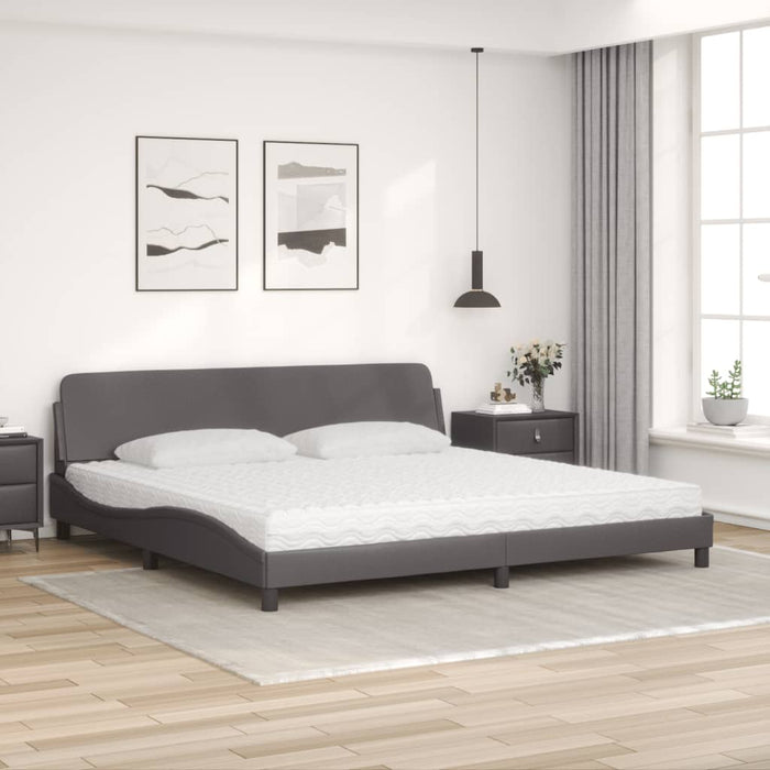 Pat cu saltea, Dover, gri, 200x200 cm, piele ecologică WALTI