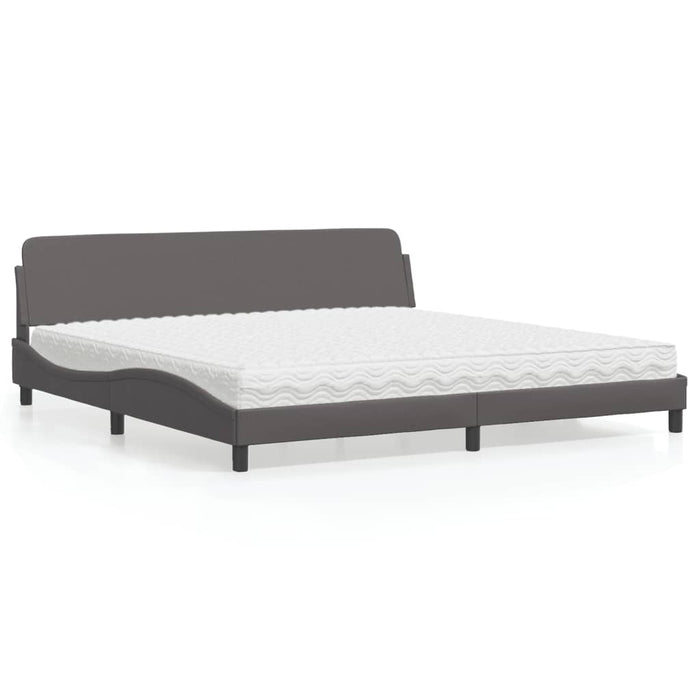 Pat cu saltea, Dover, gri, 200x200 cm, piele ecologică WALTI