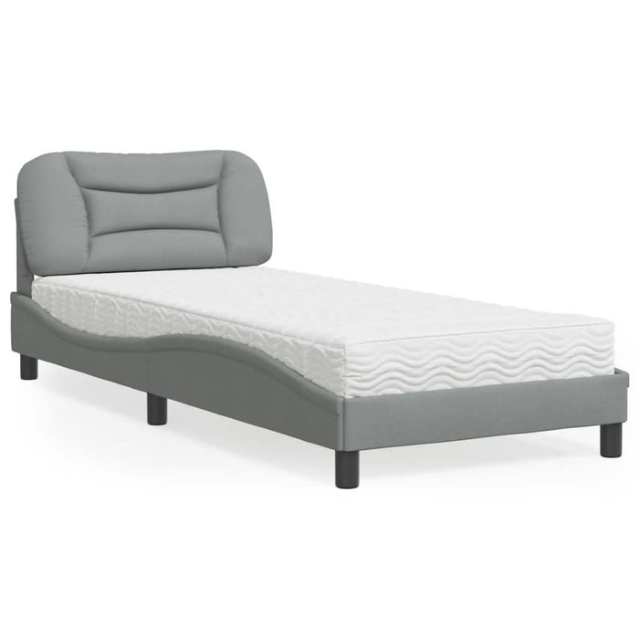 Pat cu saltea, gri deschis, 90x190 cm, textil - WALTI WALTI