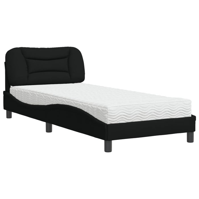 Pat cu saltea, Hvar, negru, 90x190 cm, textil WALTI