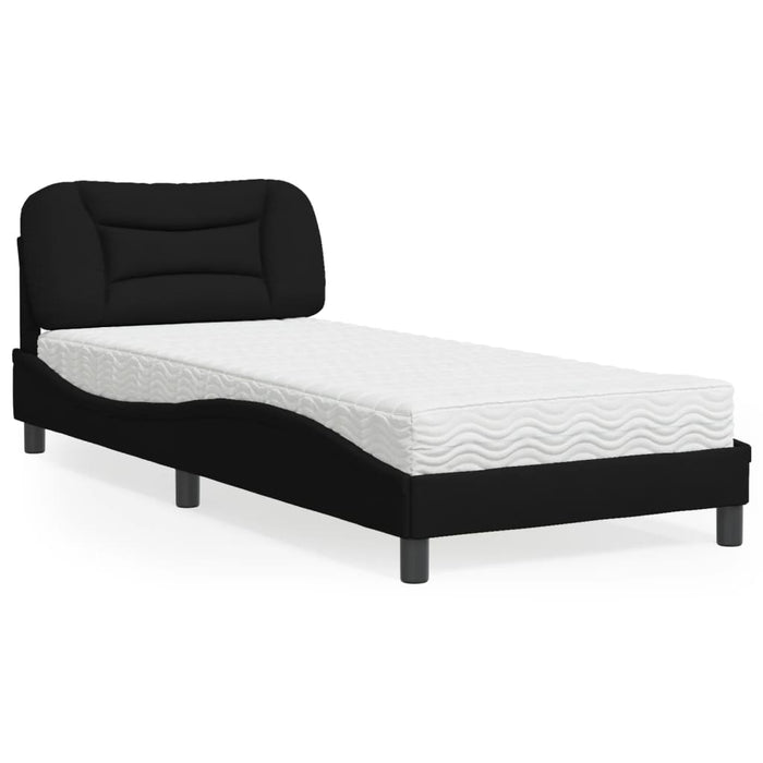 Pat cu saltea, Hvar, negru, 90x190 cm, textil WALTI