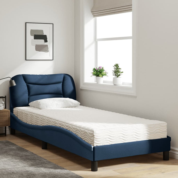 Pat cu saltea, Hvar, albastru, 90x190 cm, textil - WALTI WALTI