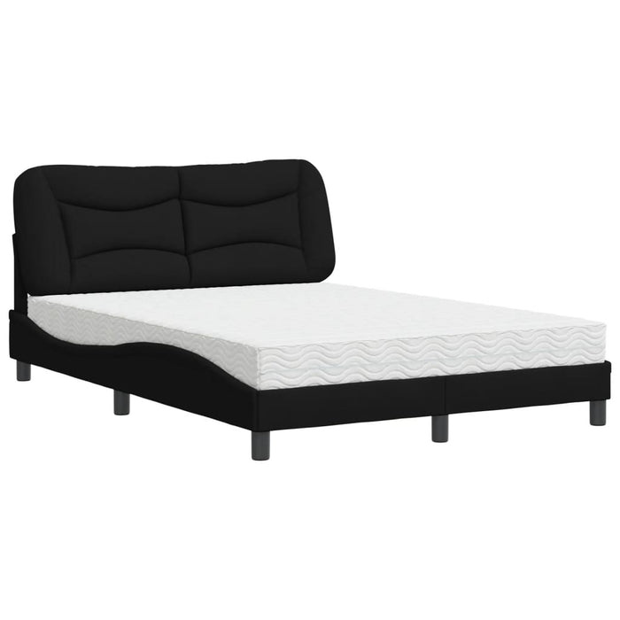 Pat cu saltea, Hvar, negru, 140x190 cm, textil WALTI
